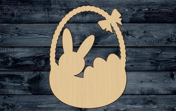 Easter Bunny Eggs Basket Wood Cutout Shape Silhouette Blank Unpainted Sign 1/4 inch thick