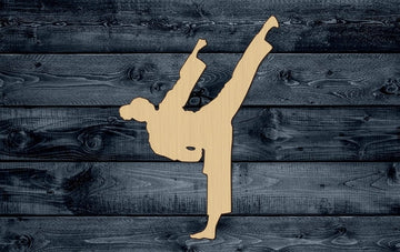Karate Martial Art Sport Woman Girl Wood Cutout Shape Silhouette Blank Unpainted Sign 1/4 inch thick