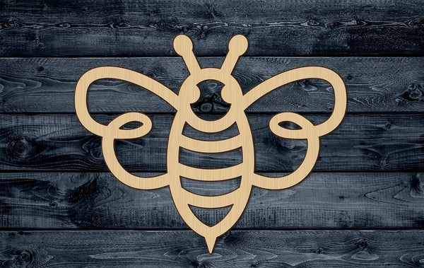 Bee Honey Insect Stylized Outlined Wood Cutout Shape Silhouette Blank Unpainted Sign 1/4 inch thick