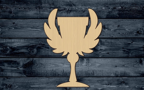 Trophy Cup Prize Wings Laurel Victory Wood Cutout Contour Silhouette Blank Unpainted Sign 1/4 inch thick