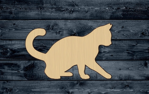 Cat Feline Wood Cutout Shape Blank Unpainted Sign 1/4 inch thick