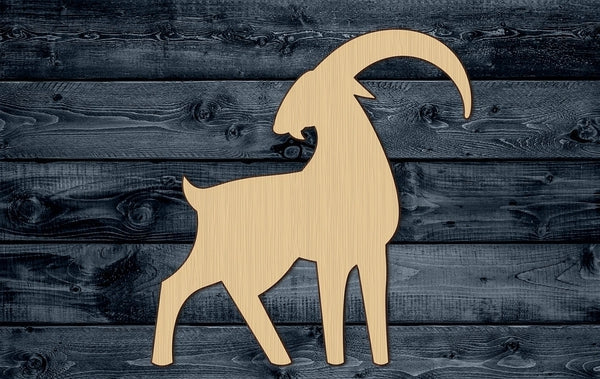 Goat Mountain Wild Ibex Alpine Sheep Animal Wood Cutout Shape Sign Silhouette 1/4 inch thick