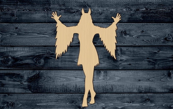 Witch Woman Horns Devil Satan Wood Cutout Shape Silhouette Blank Unpainted Sign 1/4 inch thick