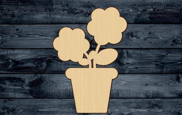 Flower Pot Wood Cutout Garden Shape Silhouette Blank Unpainted Sign 1/4 inch thick