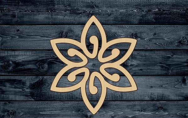 Flower Stylized Celtic Wood Cutout Silhouette Blank Unpainted Sign 1/4 inch thick