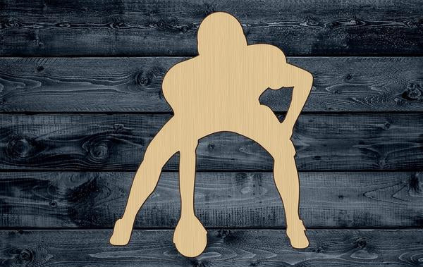 Football Player Ball Shape Silhouette Blank Unpainted Wood Cutout Sign 1/4 inch thick