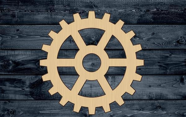 Gear Cog Wood Cutout Silhouette Shape Blank Unpainted Sign 1/4 inch thick