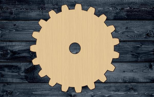 Gear Silhouette Shape Blank Unpainted Wood Cutout Sign 1/4 inch thick