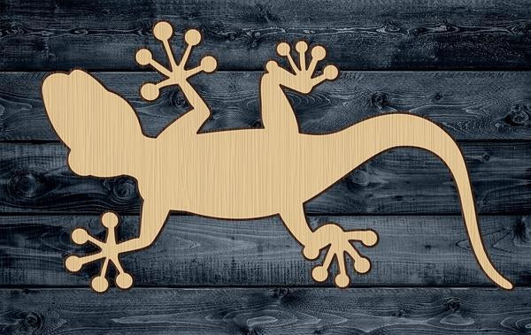 Gecko Lizard Shape Silhouette Blank Unpainted Wood Cutout Sign 1/4 inch thick