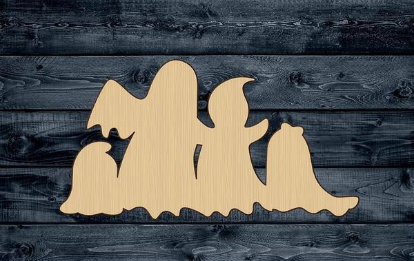 Ghost Family Halloween Wood Cutout Shape Silhouette Blank Unpainted Sign 1/4 inch thick