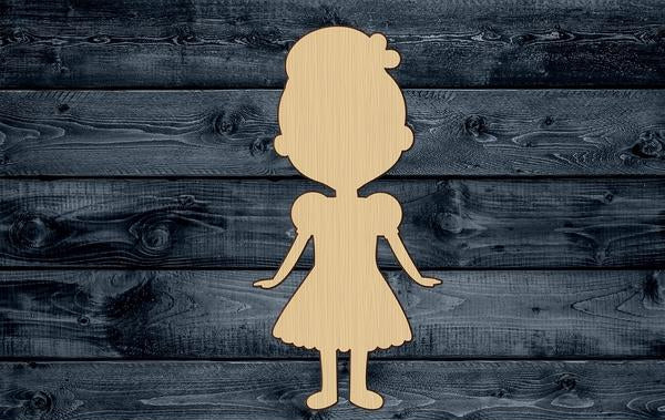 Girl Little Dress Wood Cutout Shape Silhouette Blank Unpainted Sign 1/4 inch thick