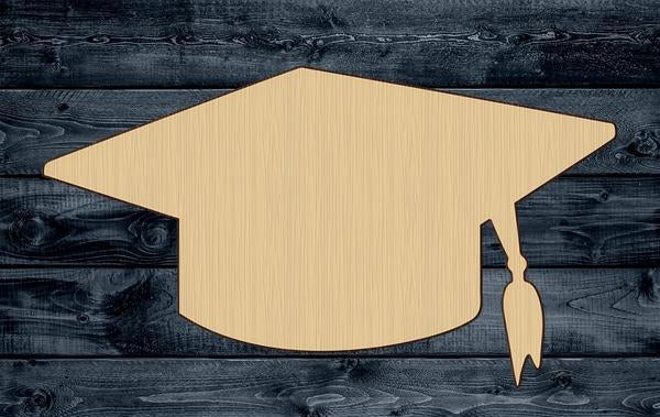 Graduation Cap Hat Student Wood Cutout Shape Silhouette Blank Unpainted Sign 1/4 inch thick