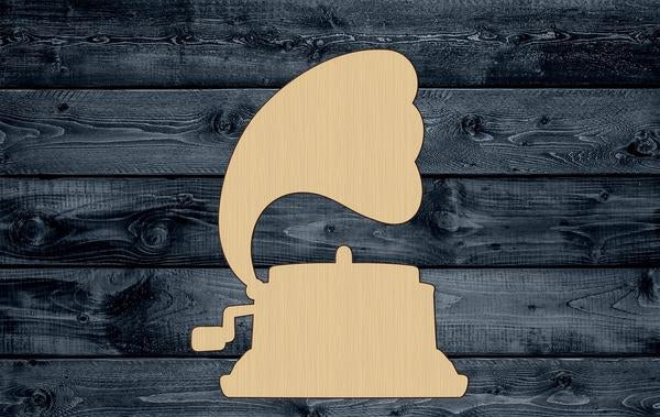 Gramophone Music Old Wood Cutout Shape Silhouette Blank Unpainted Sign 1/4 inch thick