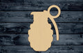 Grenade Explosive War Wood Cutout Shape Silhouette Blank Unpainted Sign 1/4 inch thick