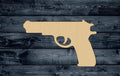 Gun Automatic Wood Cutout Silhouette Blank Unpainted Sign 1/4 inch thick