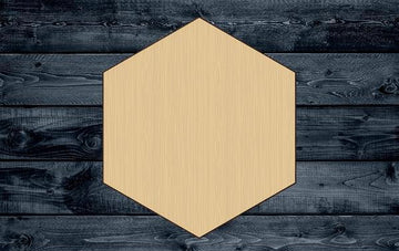 Hexagon Shape Silhouette Blank Unpainted Wood Cutout Sign 1/4 inch thick