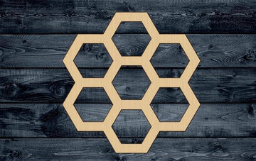 Honeycomb Bee Honey Wood Cutout Shape Silhouette Blank Unpainted Sign 1/4 inch thick