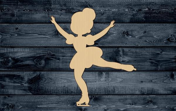 Ice Skating Sports Dancer Shape Silhouette Blank Unpainted Wood Cutout Sign 1/4 inch thick