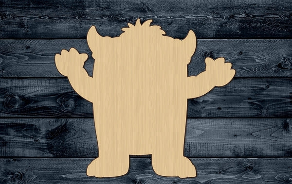 Monster Eyes Horns Wood Cutout Shape Silhouette Blank Unpainted Sign 1/4 inch thick