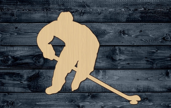 Hockey Ice Player Sport Winter Wood Cutout Shape Silhouette Blank Unpainted Sign 1/4 inch thick
