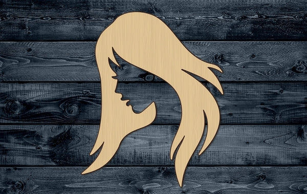 Girl Woman Head Hair Salon Beauty Wood Cutout Shape Silhouette Blank Unpainted Sign 1/4 inch thick
