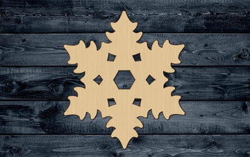 Snowflake Winter Ice Ornament Wood Cutout Shape Silhouette Blank Unpainted Sign 1/4 inch thick