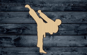 Karate Martial Art Sport Wood Cutout Shape Silhouette Blank Unpainted Sign 1/4 inch thick