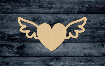 Heart Wings Love Valentine Wood Cutout Shape Contour Unpainted Sign 1/4 inch thick