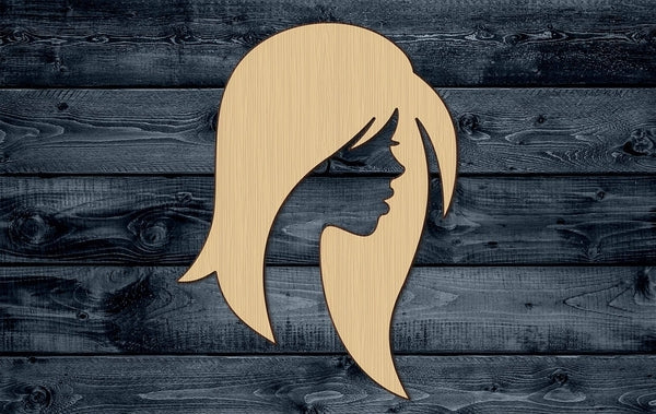 Girl Woman Head Hair Head Wood Cutout Shape Silhouette Blank Unpainted Sign 1/4 inch thick