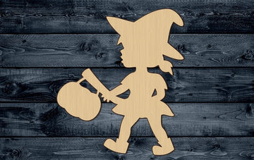 Witch Girl Kid Pumpkin Wood Cutout Shape Silhouette Blank Unpainted Sign 1/4 inch thick