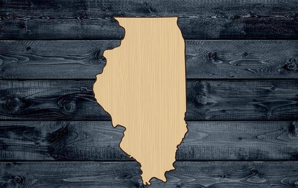 Illinois State Wood Cutout Shape Silhouette Blank Unpainted 1/4 inch thick