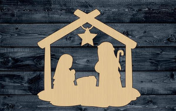 Jesus Christ Nativity Baby Wood Cutout Shape Silhouette Blank Unpainted Sign 1/4 inch thick