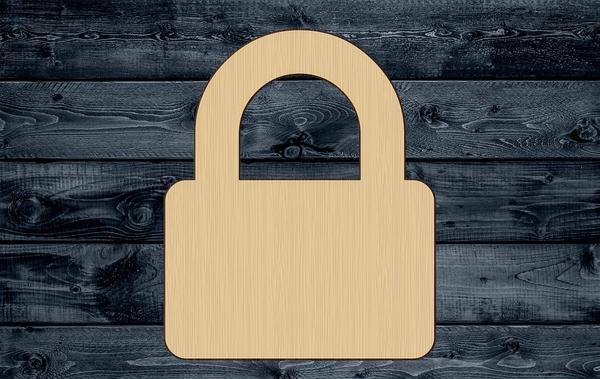Lock Padlock Shape Silhouette Blank Unpainted Wood Cutout Sign 1/4 inch thick