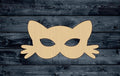 Mask Cat Carnival Wood Cutout Shape Silhouette Blank Unpainted Sign 1/4 inch thick