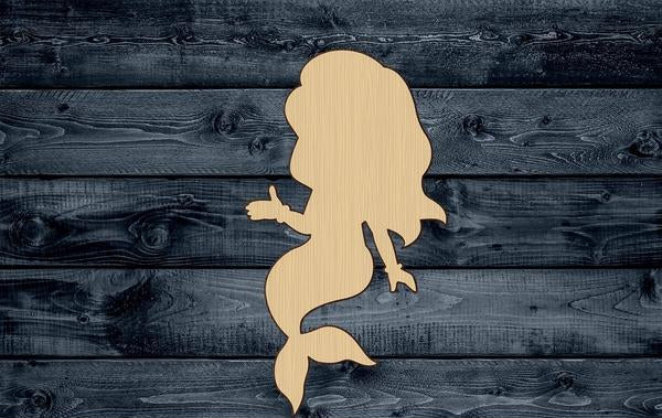 Mermaid Woman Girl Siren Ocean Sea Beach Tail Fish Wood Cutout Shape Silhouette Blank Unpainted Sign 1/4 inch thick