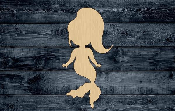 Mermaid Siren Girl Baby Wood Cutout Shape Silhouette Blank Unpainted Sign 1/4 inch thick