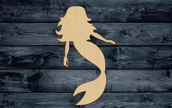 Mermaid Woman Girl Siren Ocean Sea Beach Tail Fish Wood Cutout Shape Contour Unpainted Blank Craft Sign 1/4 inch thick