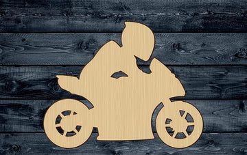 Motorcycle Bike Racing Wood Cutout Shape Silhouette Blank Unpainted Sign 1/4 inch thick