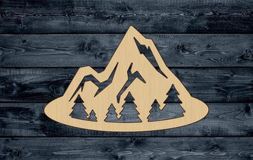 Mountains Pine Tree Travel Shape Silhouette Blank Unpainted Wood Cutout Sign 1/4 inch thick