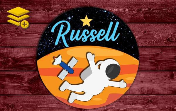 Multi-Layered Astronaut Space Themed Custom Name Wood Cutout Unpainted Sign 1/4 inch thick