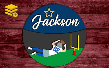 Multi-Layered Football Themed Custom Name Wood Cutout Unpainted Sign 1/4 inch thick