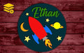 Multi-Layered Rocket Space Themed Custom Name Wood Cutout Unpainted Sign 1/4 inch thick