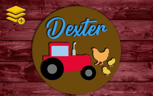 Multi-Layered Tractor Farm Themed Custom Name Wood Cutout Unpainted Sign 1/4 inch thick