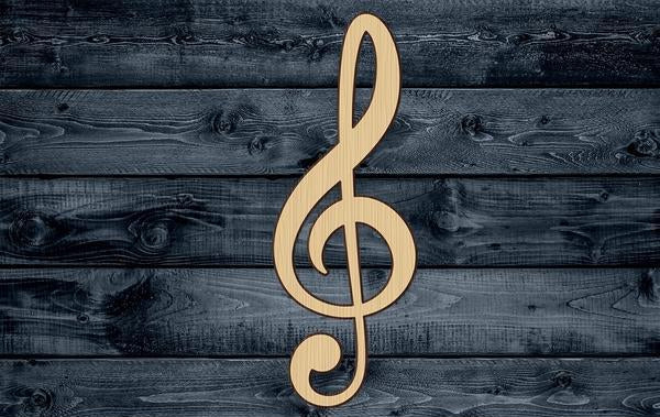 Music Note Clef Key Wood Cutout Shape Silhouette Blank Unpainted Sign 1/4 inch thick