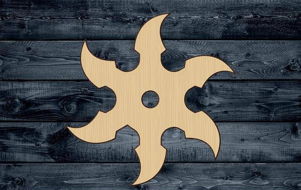 Ninja Star Samurai Contour Silhouette Blank Unpainted Wood Cutout Sign 1/4 inch thick