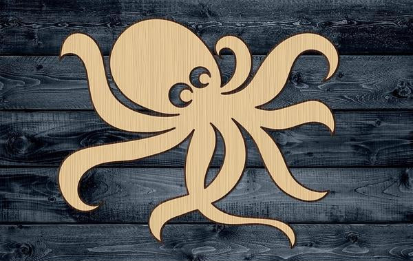 Octopus Wood Cutout Shape Silhouette Blank Unpainted Sign 1/4 inch thick