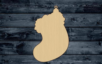 Ornament Christmas Stockings Wood Cutout Shape Silhouette Blank Unpainted Sign 1/4 inch thick