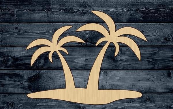 Palm Trees Island Wood Cutout Shape Silhouette Blank Unpainted Sign 1/4 inch thick