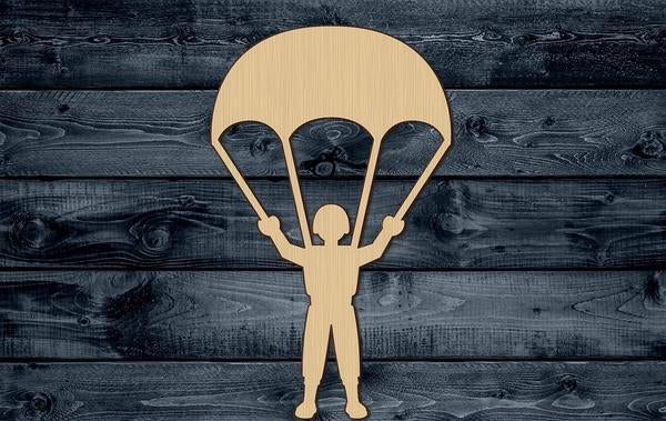 Paratrooper Parachute Wood Cutout Shape Silhouette Blank Unpainted Sign 1/4 inch thick