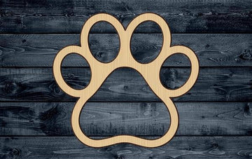 Paw Dog Print Shape Silhouette Blank Unpainted Wood Cutout Sign 1/4 inch thick